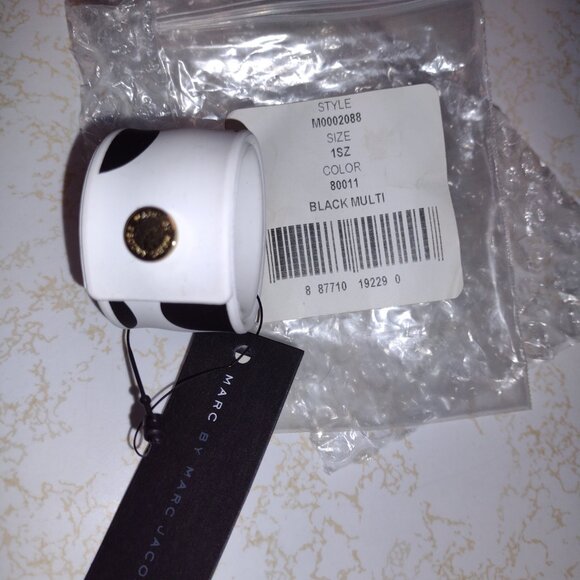 NWT Marc Jacobs Spotted Slap Bracelet Dalmatian Black and White Multi - Picture 6 of 9